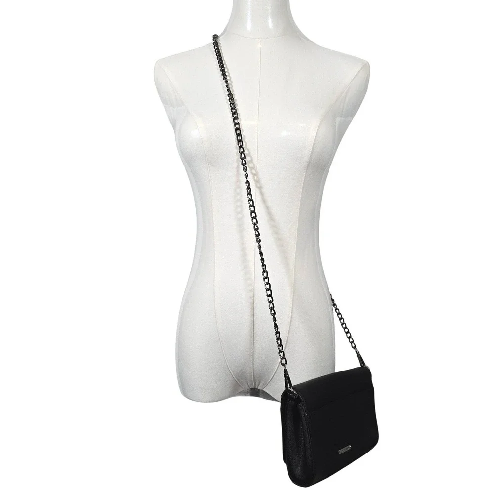Rebecca Minkoff‎ Black Jill Saffiano Leather Crossbody Bag Gunmetal Chain Tassel